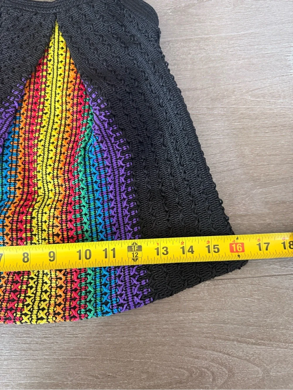 Boho Knit Shoulder Bag Rainbow Stripe Festival Purse